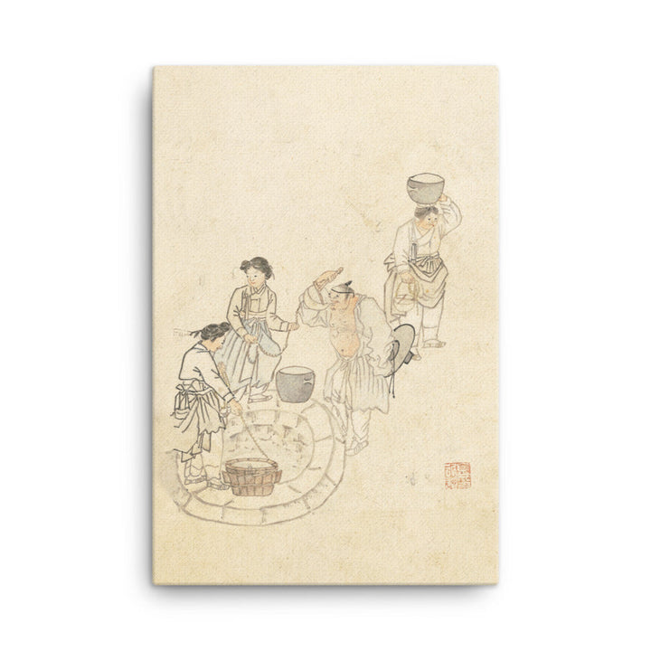 bei der Quelle, Umulga, Kim Hong-do - Leinwand 61x91 cm artlia