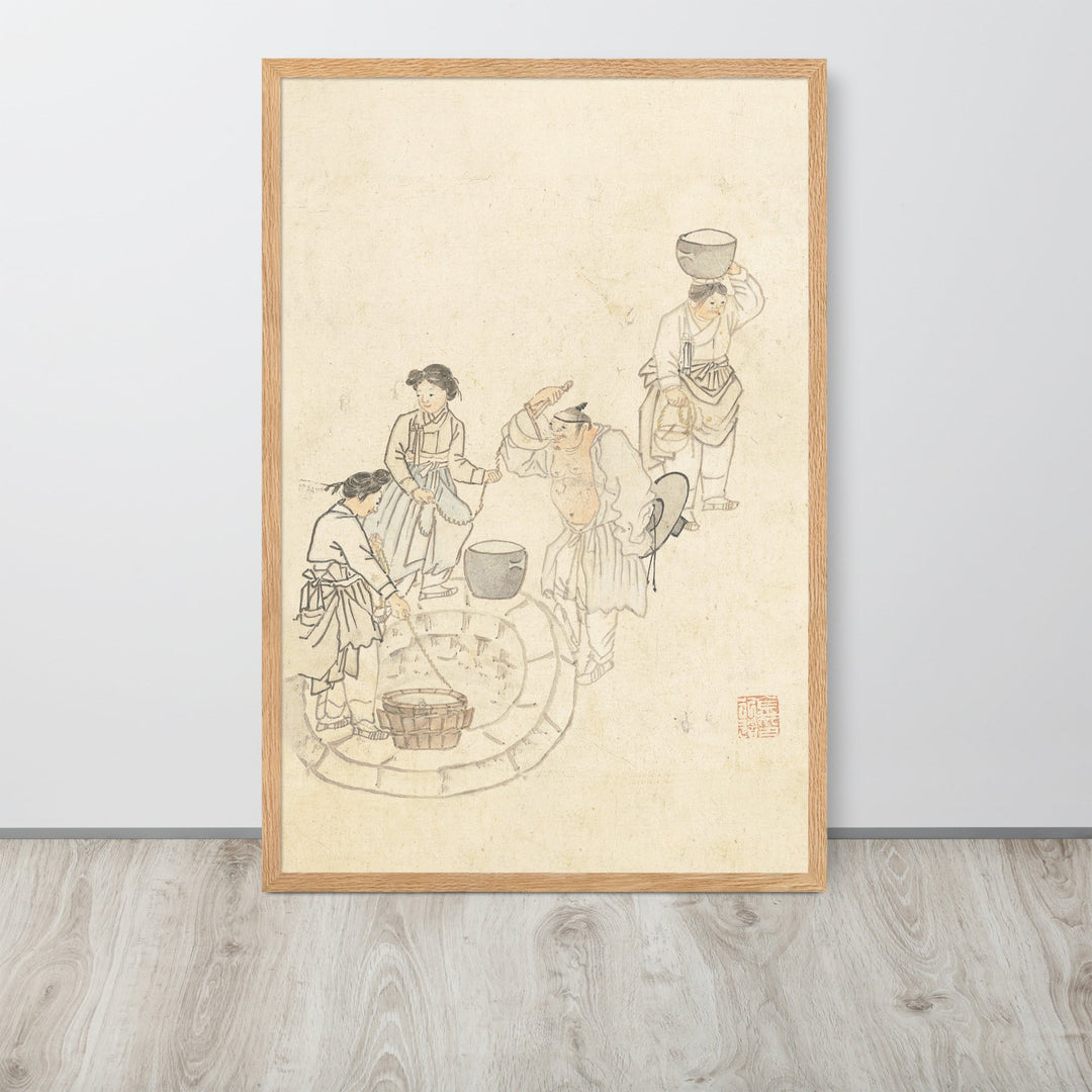 bei der Quelle, Umulga, Kim Hong-do - Poster im Rahmen artlia