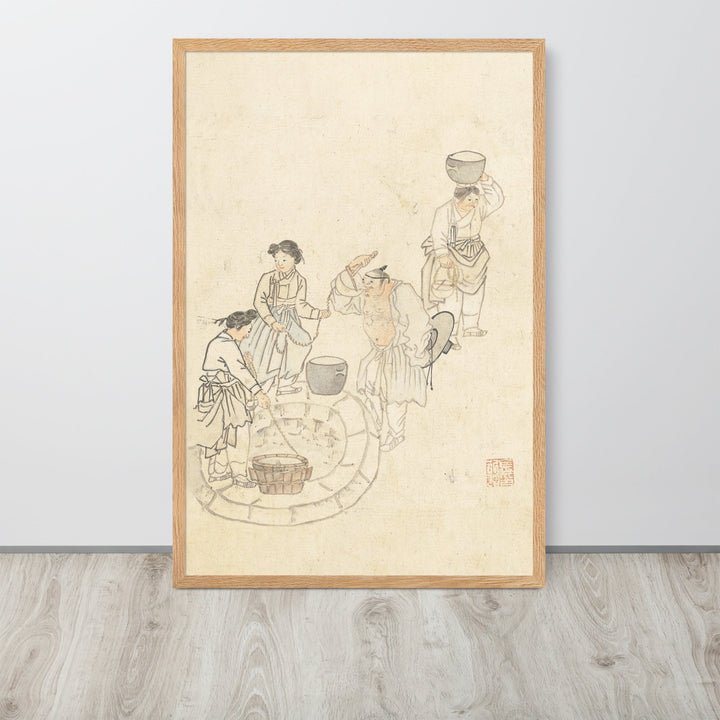 bei der Quelle, Umulga, Kim Hong-do - Poster im Rahmen artlia