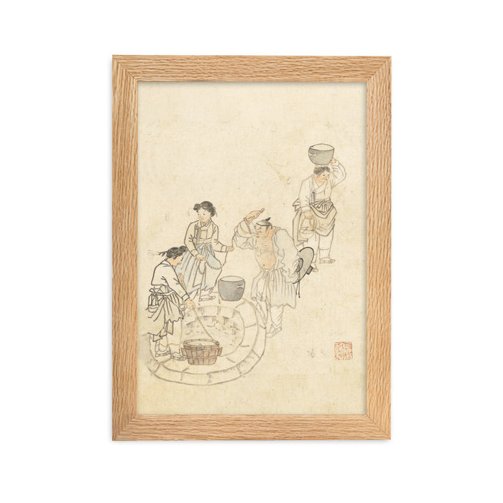 bei der Quelle, Umulga, Kim Hong-do - Poster im Rahmen Oak / 21×30 cm artlia