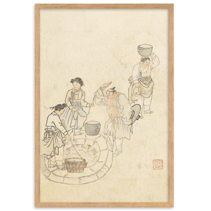 bei der Quelle, Umulga, Kim Hong-do - Poster im Rahmen Oak / 61×91 cm artlia