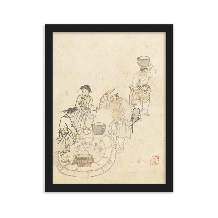 bei der Quelle, Umulga, Kim Hong-do - Poster im Rahmen Schwarz / 30×40 cm artlia