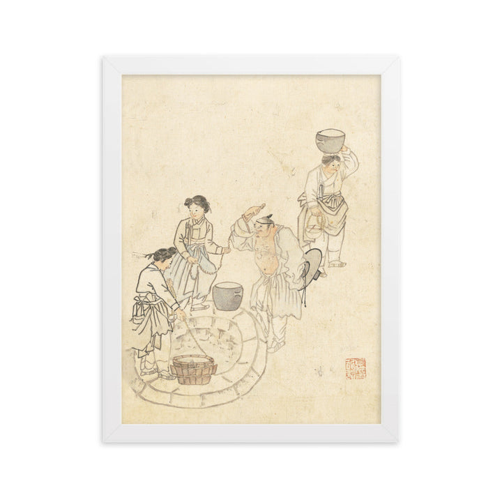 bei der Quelle, Umulga, Kim Hong-do - Poster im Rahmen Weiß / 30×40 cm artlia