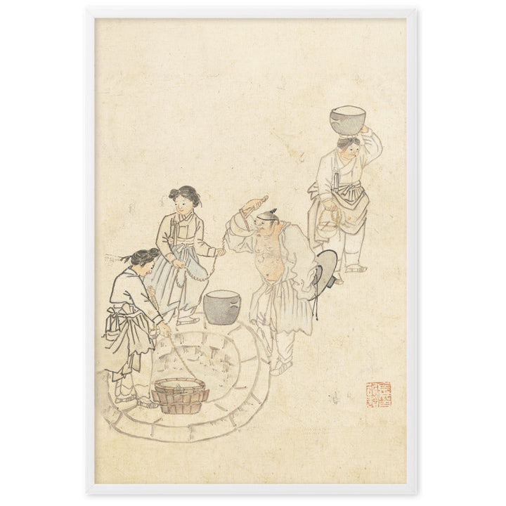 bei der Quelle, Umulga, Kim Hong-do - Poster im Rahmen Weiß / 61×91 cm artlia