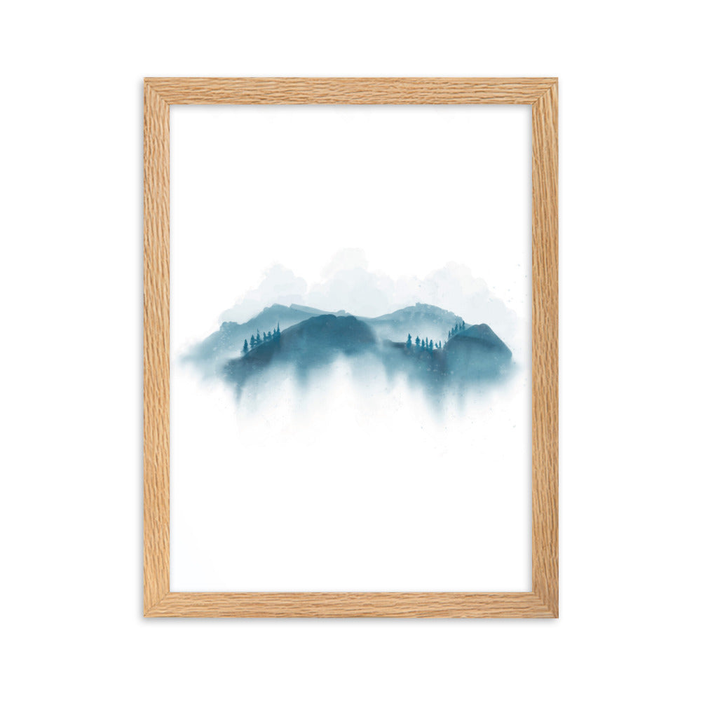 blaue Berge - Poster im Rahmen Oak / 30×40 cm artlia