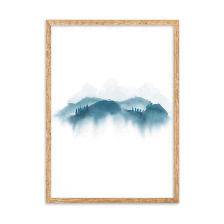 blaue Berge - Poster im Rahmen Oak / 50×70 cm artlia