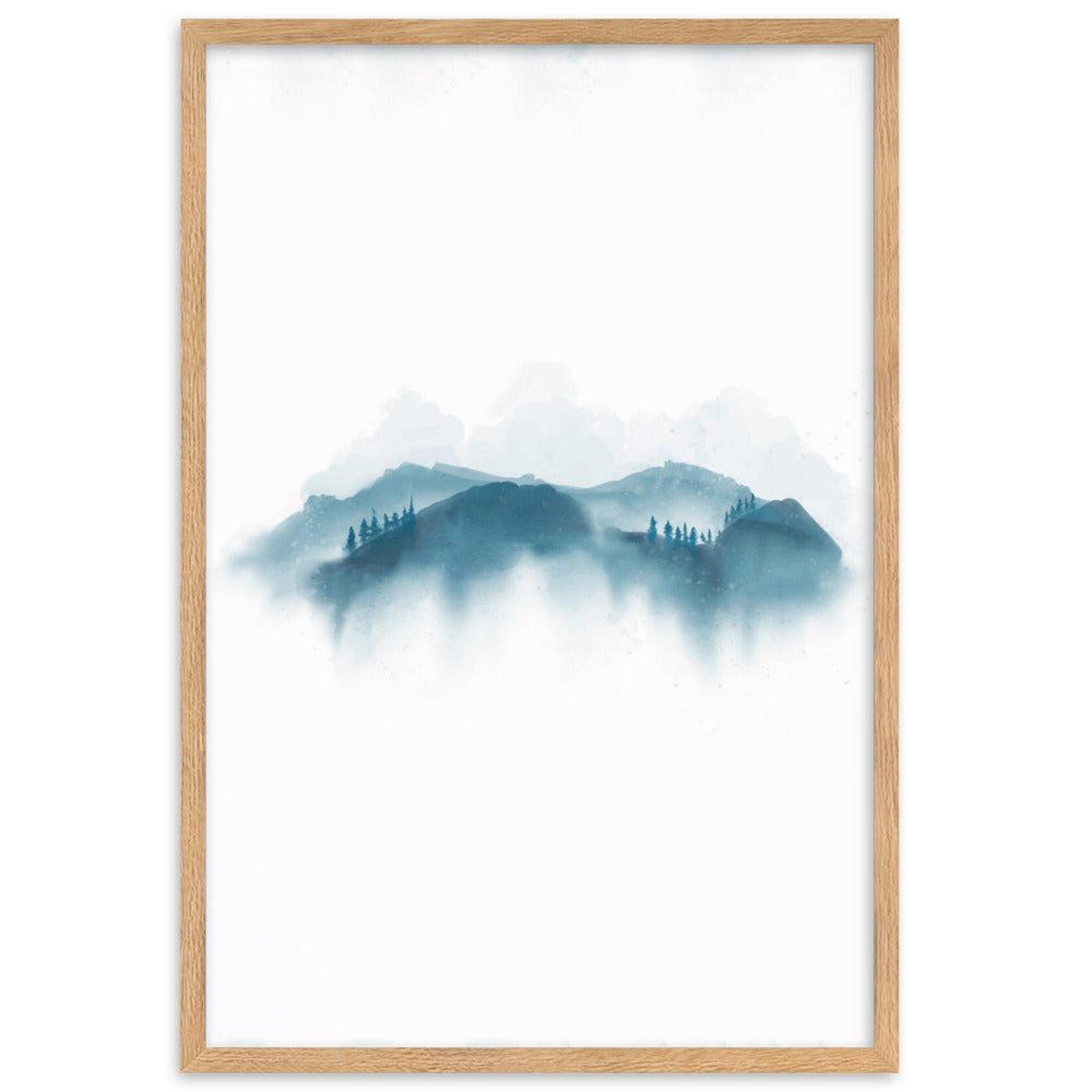 blaue Berge - Poster im Rahmen Oak / 61×91 cm artlia