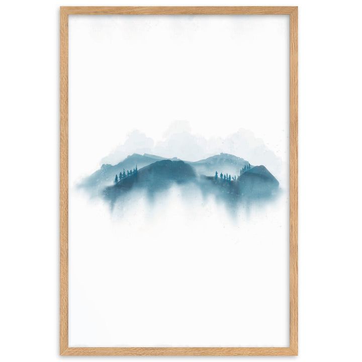 blaue Berge - Poster im Rahmen Oak / 61×91 cm artlia