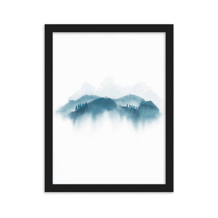blaue Berge - Poster im Rahmen Schwarz / 30×40 cm artlia