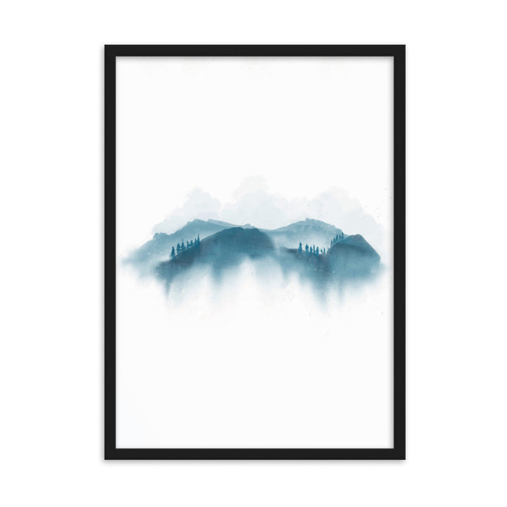 blaue Berge - Poster im Rahmen Schwarz / 50×70 cm artlia