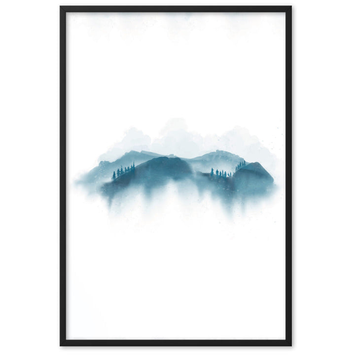 blaue Berge - Poster im Rahmen Schwarz / 61×91 cm artlia
