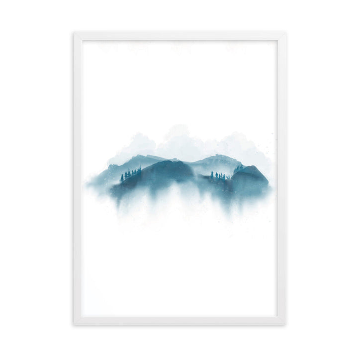 blaue Berge - Poster im Rahmen Weiß / 50×70 cm artlia