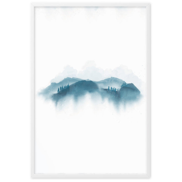 blaue Berge - Poster im Rahmen Weiß / 61×91 cm artlia
