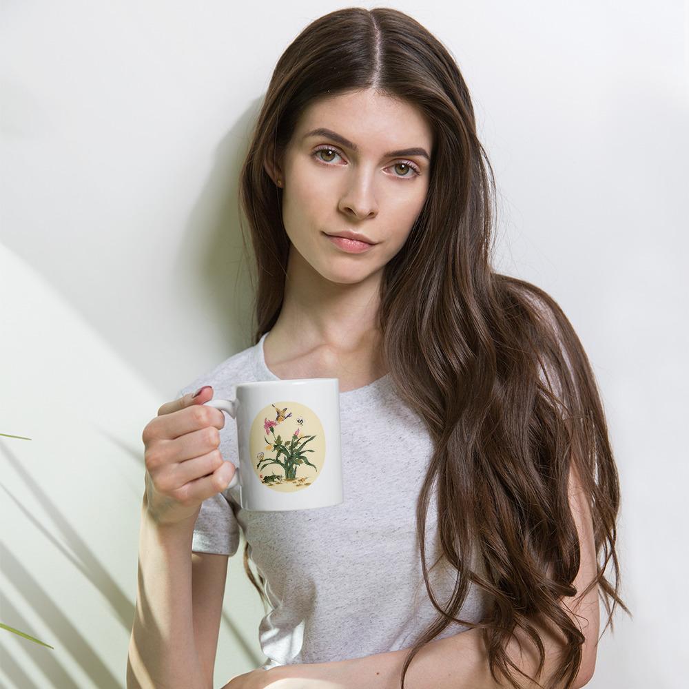 Tasse - Blumen, Schmetteringe und Frosch artlia