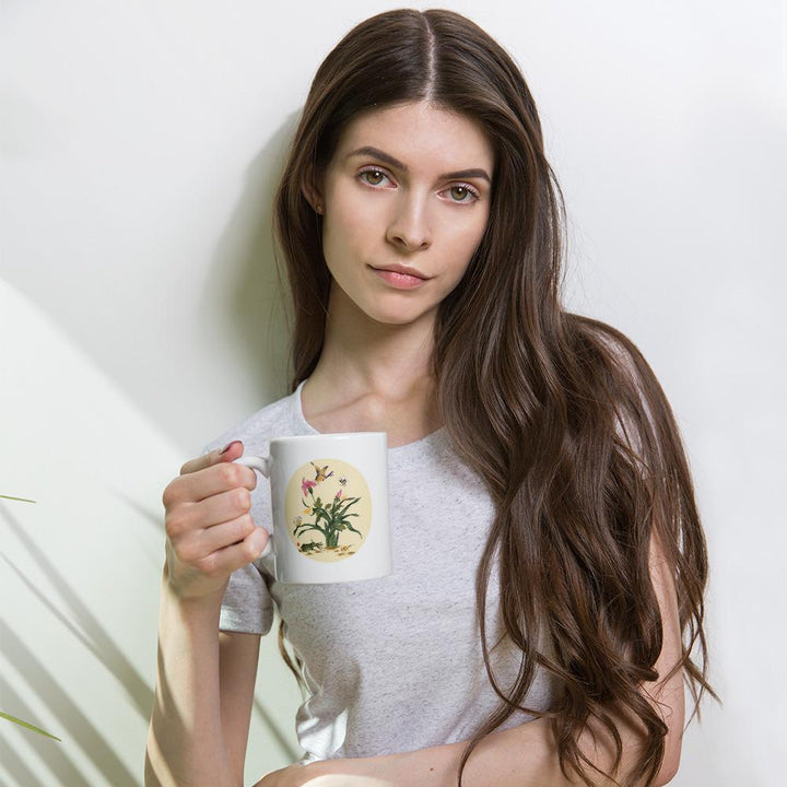 Tasse - Blumen, Schmetteringe und Frosch artlia