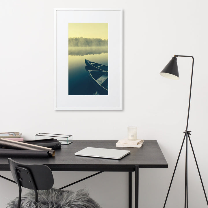 Boats in Fog - Poster im Rahmen mit Passepartout artlia