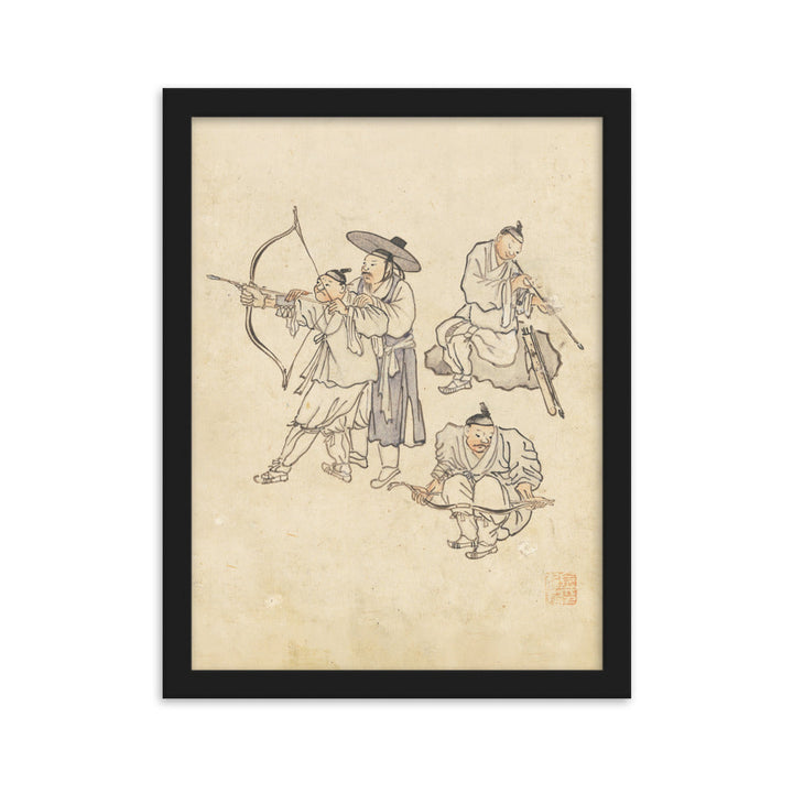 Bogenschiessen, Kim Hong-do - Poster im Rahmen Schwarz / 30×40 cm artlia