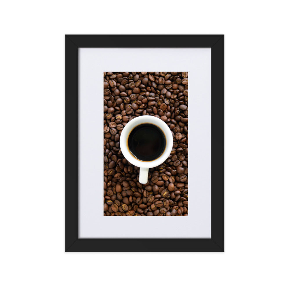 Café, Kaffeerösterei Berlin - Poster im Rahmen mit Passepartout Schwarz / 21×30 cm artlia