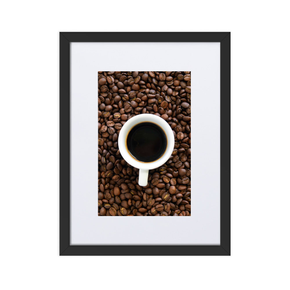 Café, Kaffeerösterei Berlin - Poster im Rahmen mit Passepartout Schwarz / 30×40 cm artlia