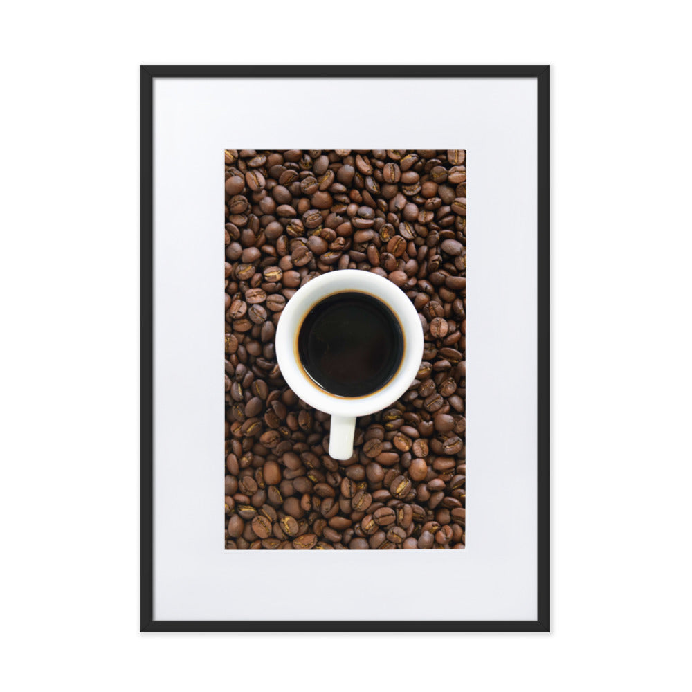 Café, Kaffeerösterei Berlin - Poster im Rahmen mit Passepartout Schwarz / 50×70 cm artlia