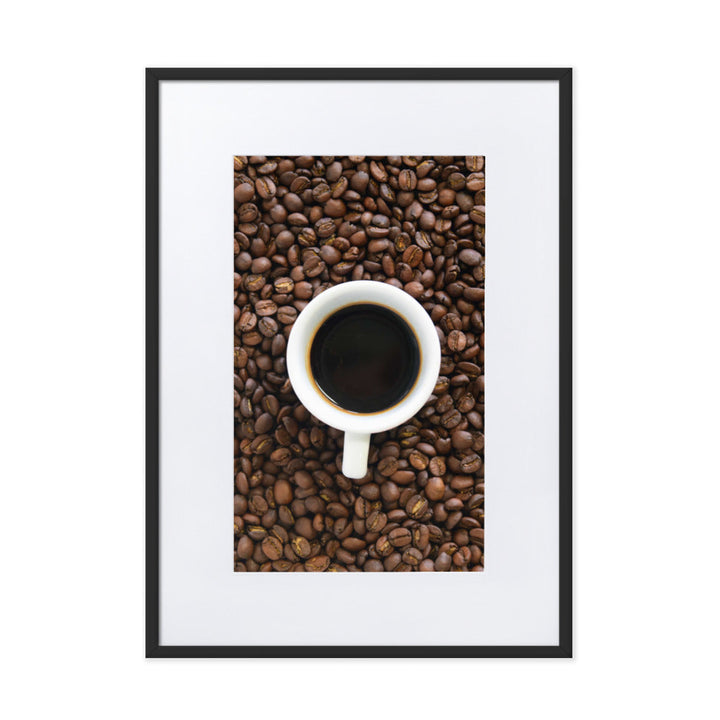 Café, Kaffeerösterei Berlin - Poster im Rahmen mit Passepartout Schwarz / 50×70 cm artlia