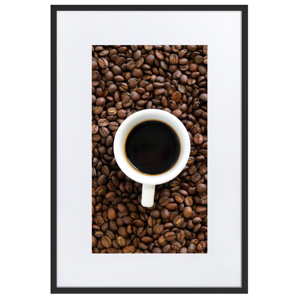 Café, Kaffeerösterei Berlin - Poster im Rahmen mit Passepartout Schwarz / 61×91 cm artlia