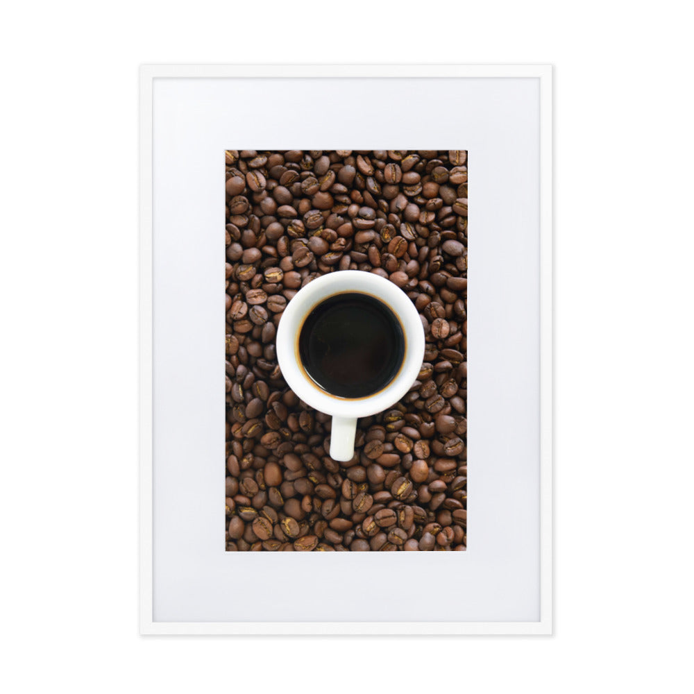 Café, Kaffeerösterei Berlin - Poster im Rahmen mit Passepartout Weiß / 50×70 cm artlia