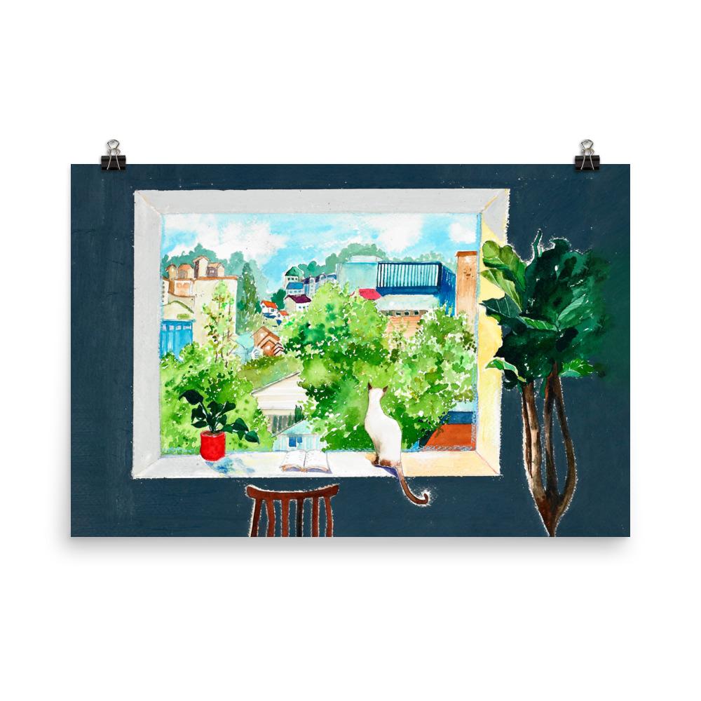 Die Katze, die Liebesgeschichten liest - Poster 30x45 cm artlia