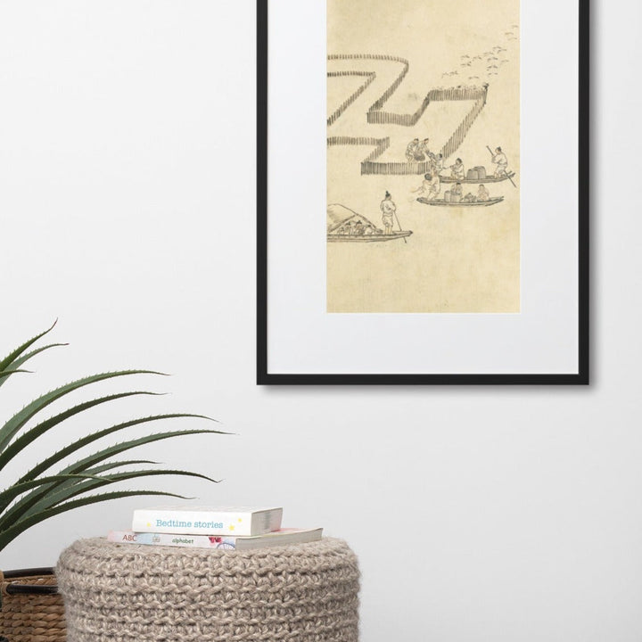 Fischfang, Kim Hong-do - Poster im Rahmen mit Passepartout artlia