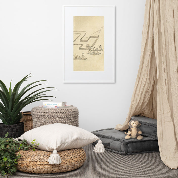 Fischfang, Kim Hong-do - Poster im Rahmen mit Passepartout artlia