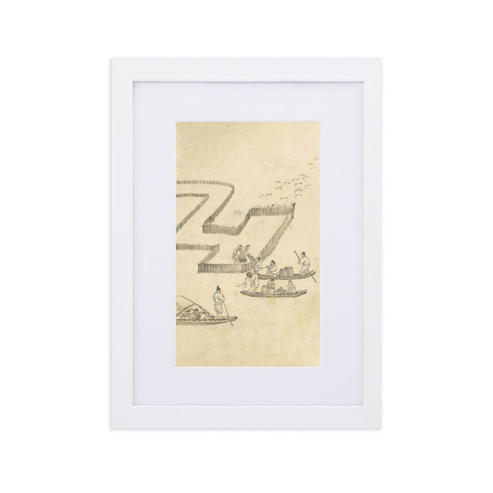Fischfang, Kim Hong-do - Poster im Rahmen mit Passepartout Weiß / 21×30 cm artlia