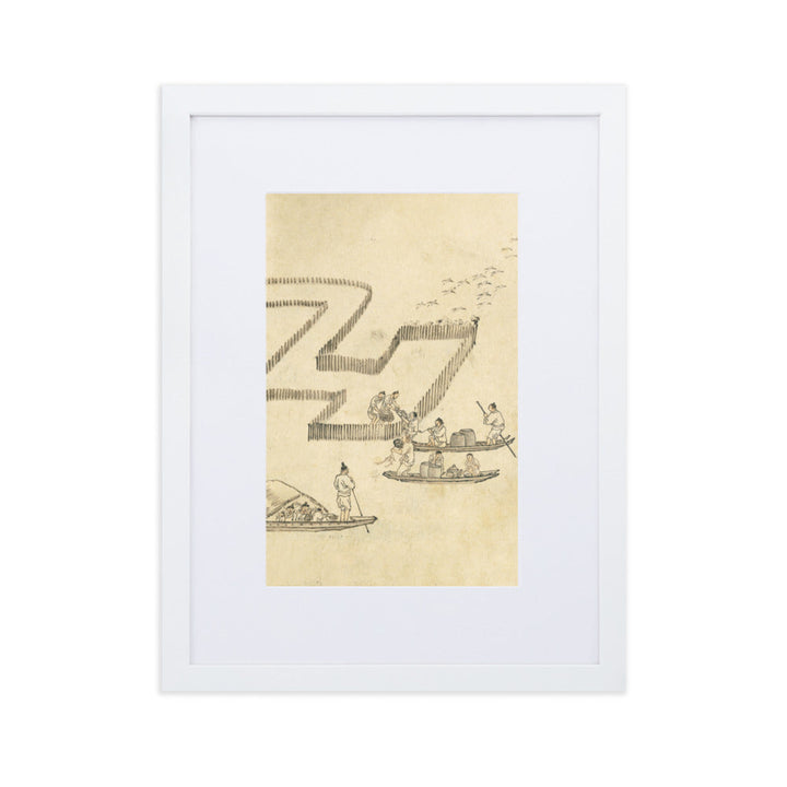 Fischfang, Kim Hong-do - Poster im Rahmen mit Passepartout Weiß / 30×40 cm artlia