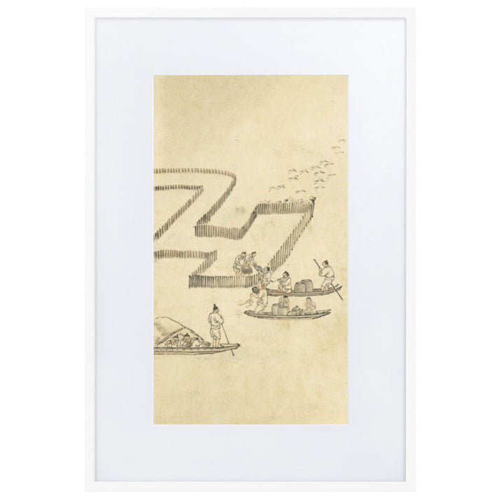 Fischfang, Kim Hong-do - Poster im Rahmen mit Passepartout Weiß / 61×91 cm artlia