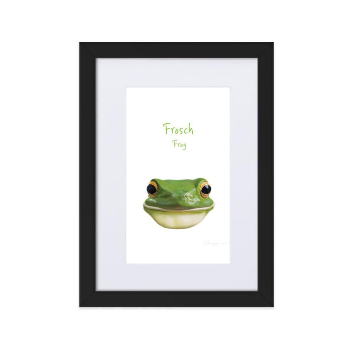 Frosch - Poster im Rahmen mit Passepartout schwarz / 21×30 cm artlia