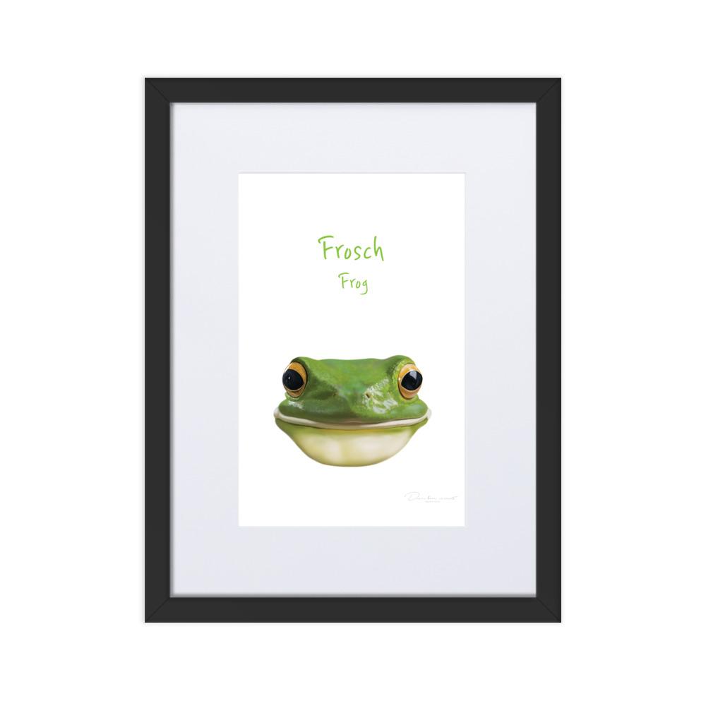 Frosch - Poster im Rahmen mit Passepartout schwarz / 30×40 cm artlia