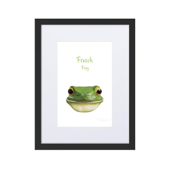 Frosch - Poster im Rahmen mit Passepartout schwarz / 30×40 cm artlia