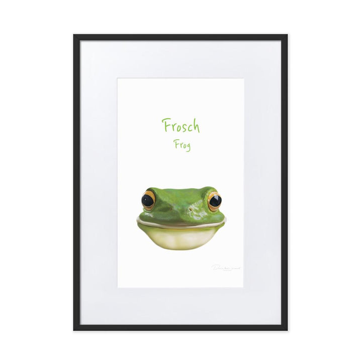 Frosch - Poster im Rahmen mit Passepartout schwarz / 50×70 cm artlia