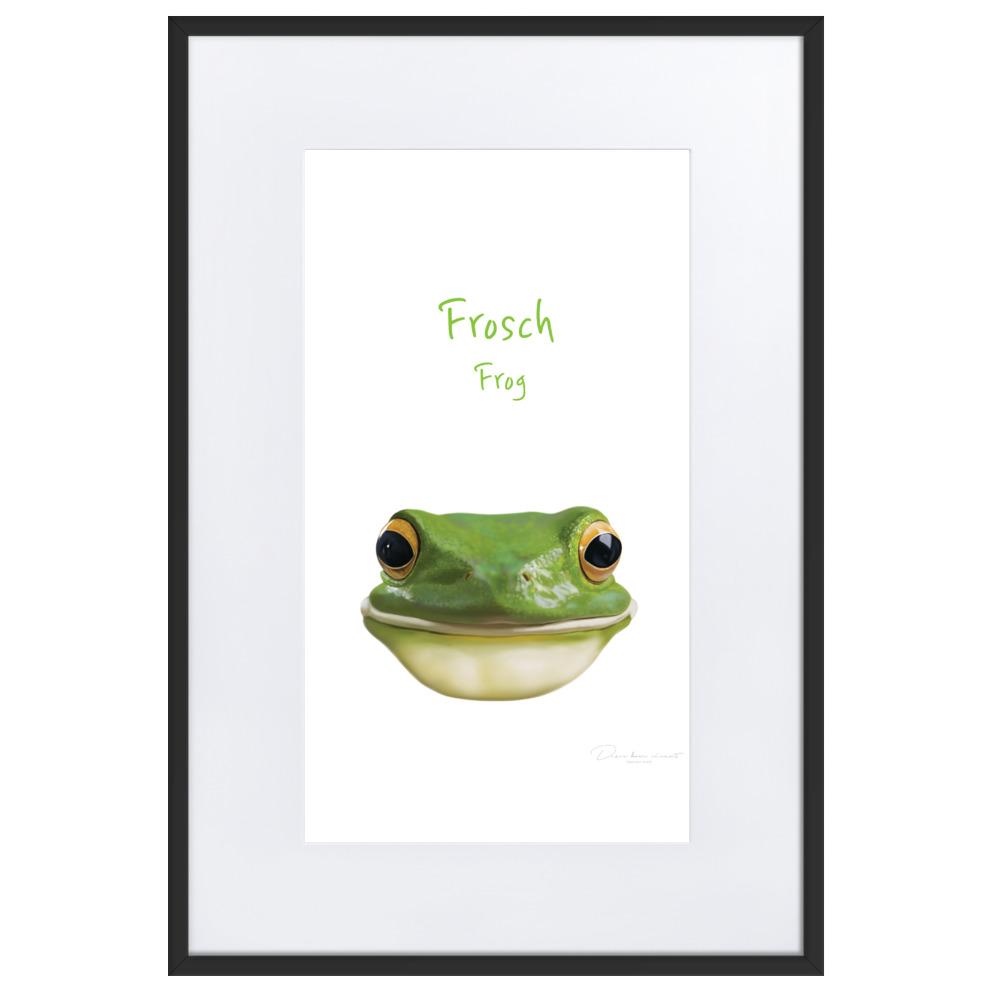 Frosch - Poster im Rahmen mit Passepartout schwarz / 61×91 cm artlia