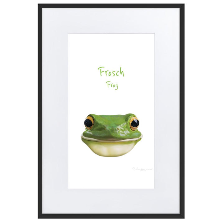 Frosch - Poster im Rahmen mit Passepartout schwarz / 61×91 cm artlia