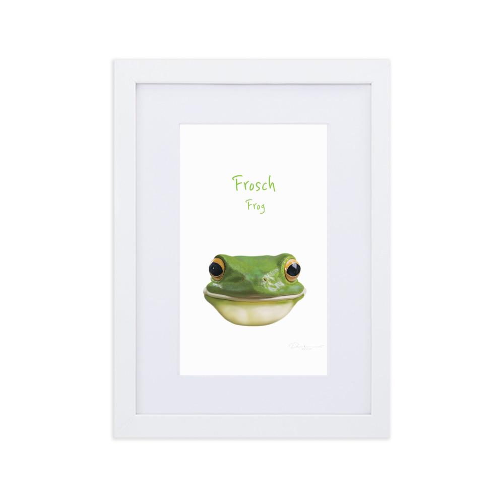Frosch - Poster im Rahmen mit Passepartout weiß / 21×30 cm artlia