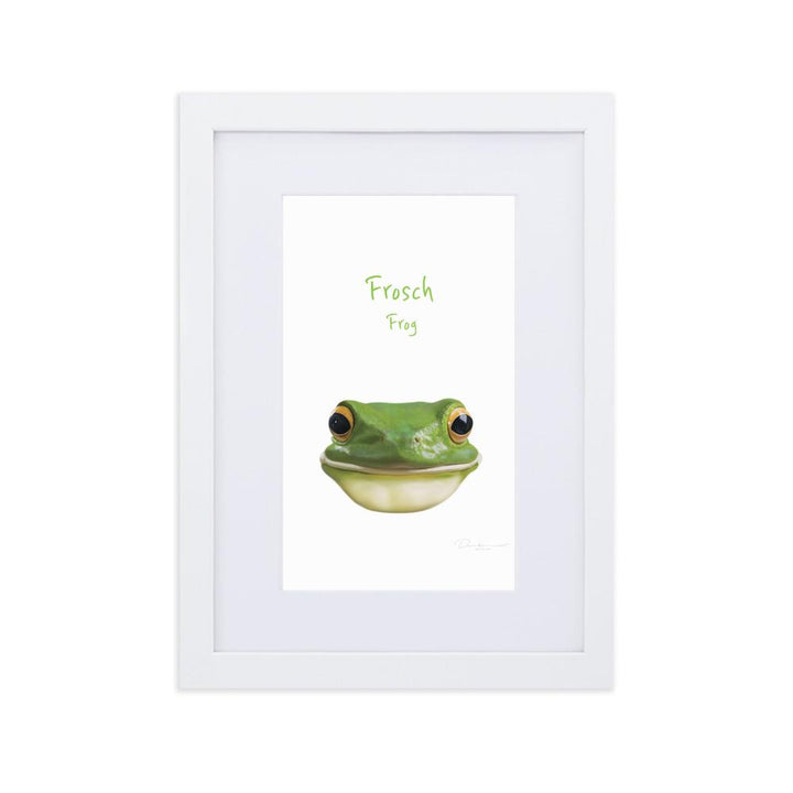 Frosch - Poster im Rahmen mit Passepartout weiß / 21×30 cm artlia