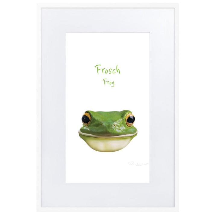 Frosch - Poster im Rahmen mit Passepartout weiß / 61×91 cm artlia