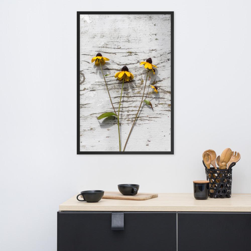 gelbe Blumen 7 - Poster im Rahmen artlia