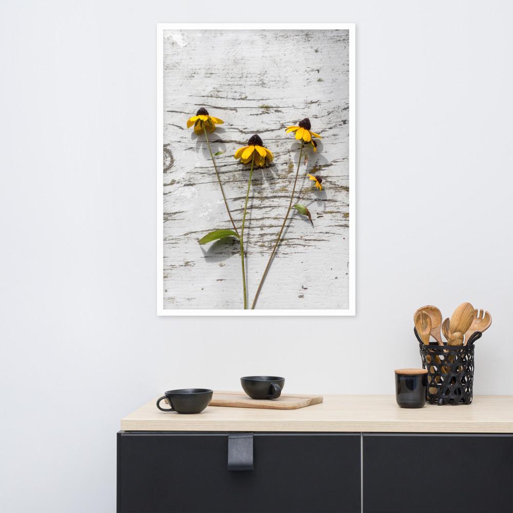gelbe Blumen 7 - Poster im Rahmen artlia