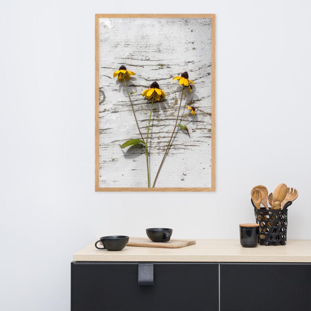 gelbe Blumen 7 - Poster im Rahmen artlia