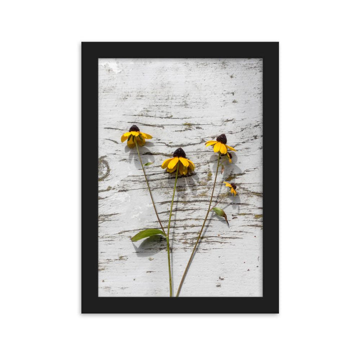 gelbe Blumen 7 - Poster im Rahmen Schwarz / 21×30 cm artlia