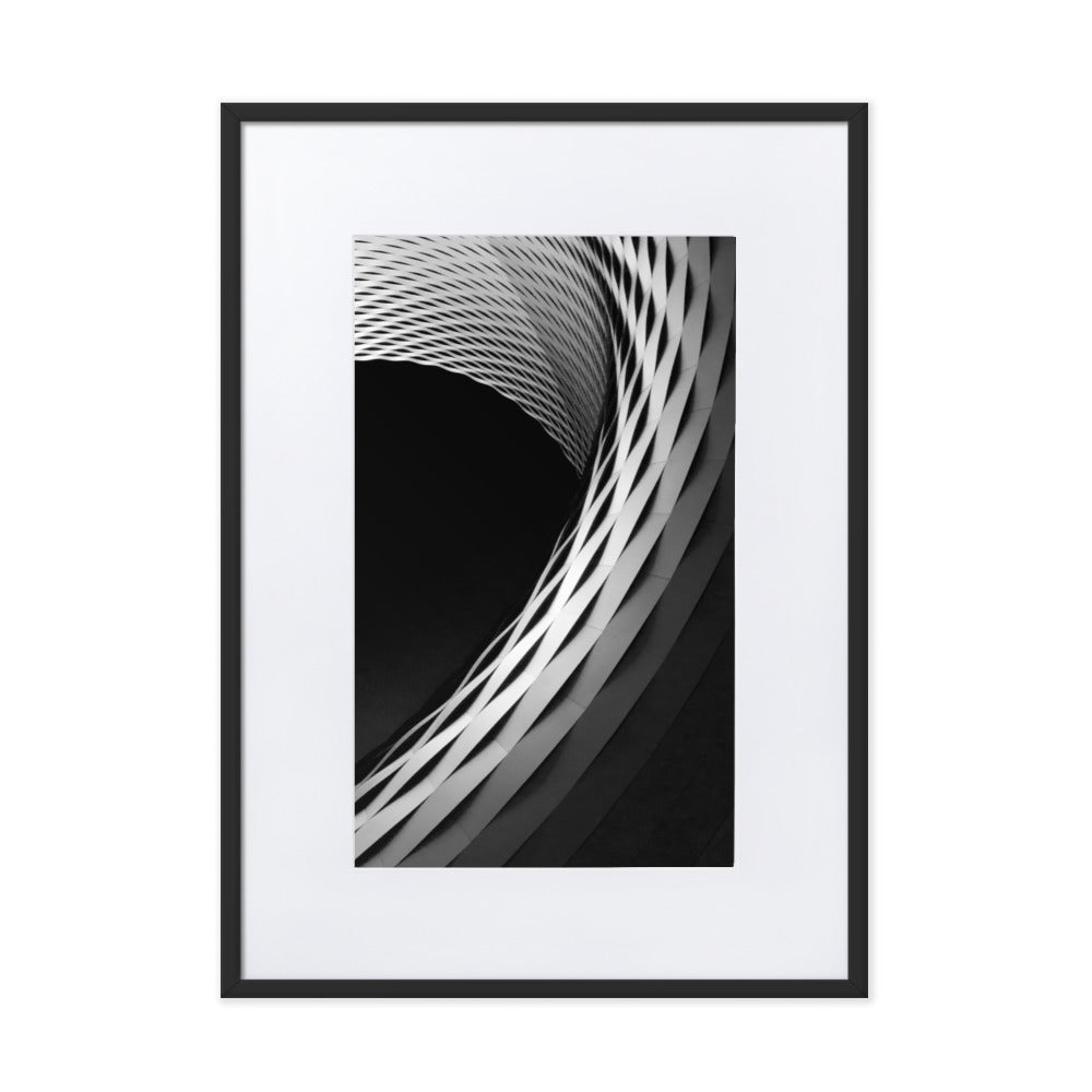 Geometric architecture 1 - Poster im Rahmen mit Passepartout Schwarz / 50×70 cm artlia