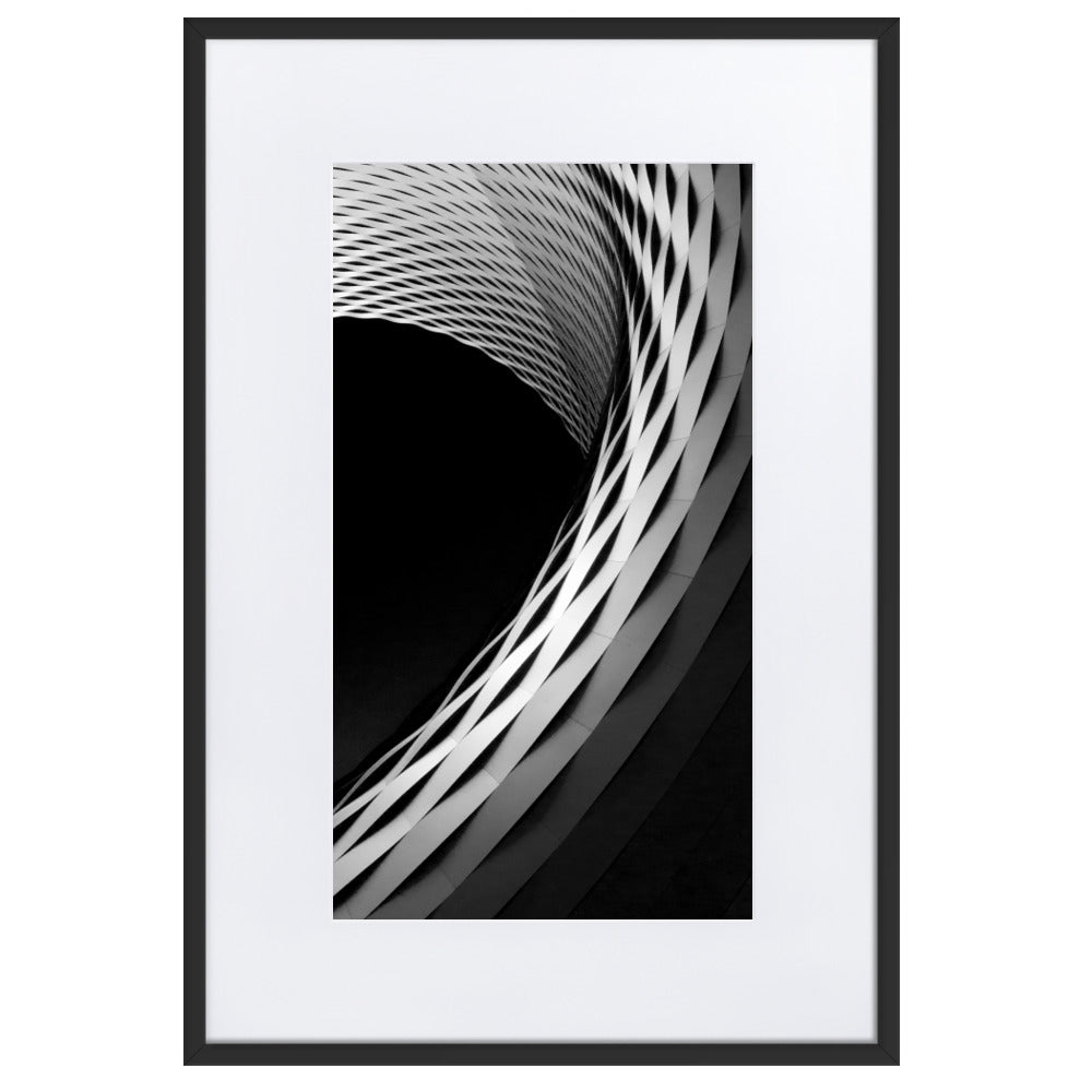 Geometric architecture 1 - Poster im Rahmen mit Passepartout Schwarz / 61×91 cm artlia