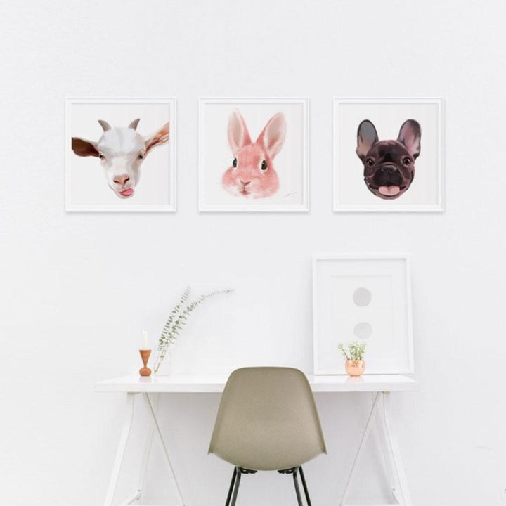 Häschen - Poster im Rahmen mit Passepartout artlia