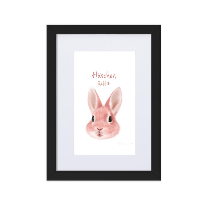 Häschen - Poster im Rahmen mit Passepartout schwarz / 21×30 cm artlia